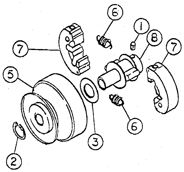 WW Grinder 8HP RENEGADE centrifugal clutch 3/4" & 1" bore diagram