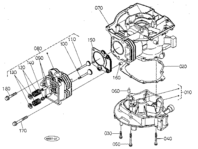 Kubota W5021-SC crankcase cover diagram
