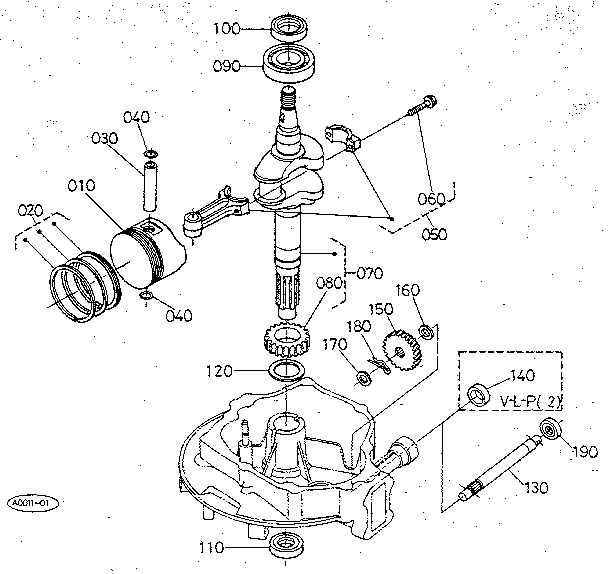 Kubota W5021-SC piston - crankshaft diagram