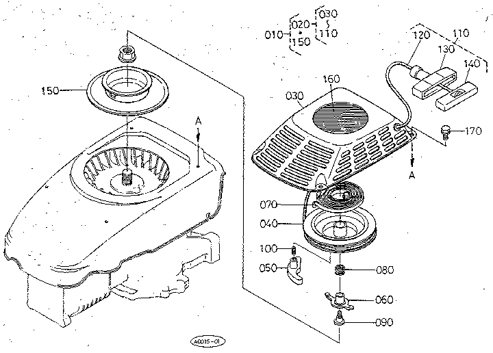 Kubota W5021-SC recoil starter diagram