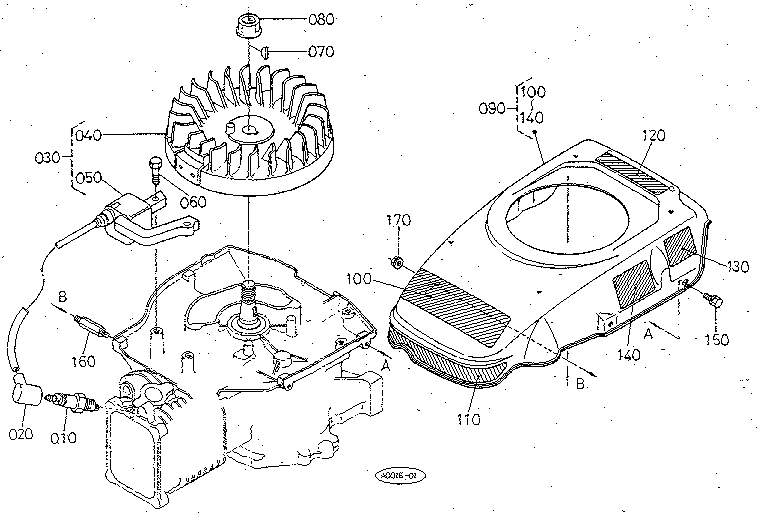 Kubota W5021-SC bonnet - spark plug diagram