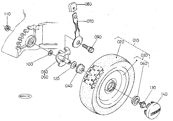 Kubota W5021-SC front wheel (8x2.0) diagram