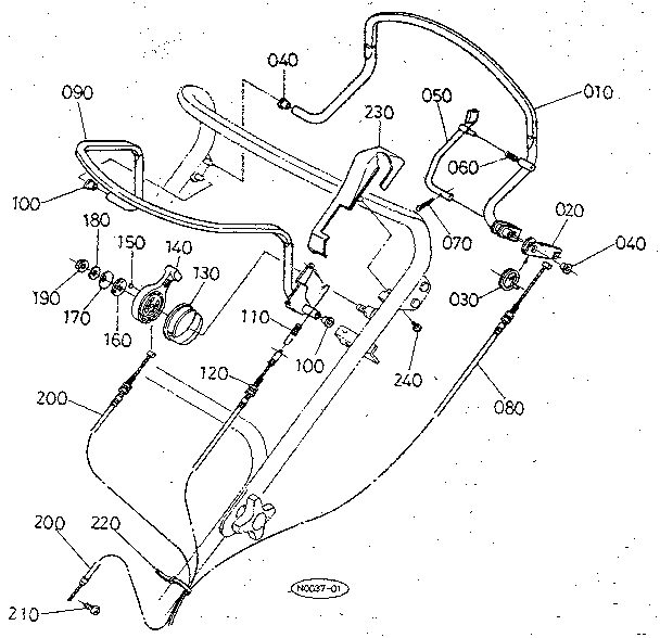Kubota W5021-SC cable - lever diagram