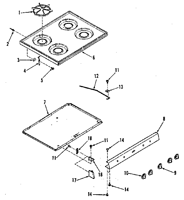 Kenmore 9117188813 main top section diagram