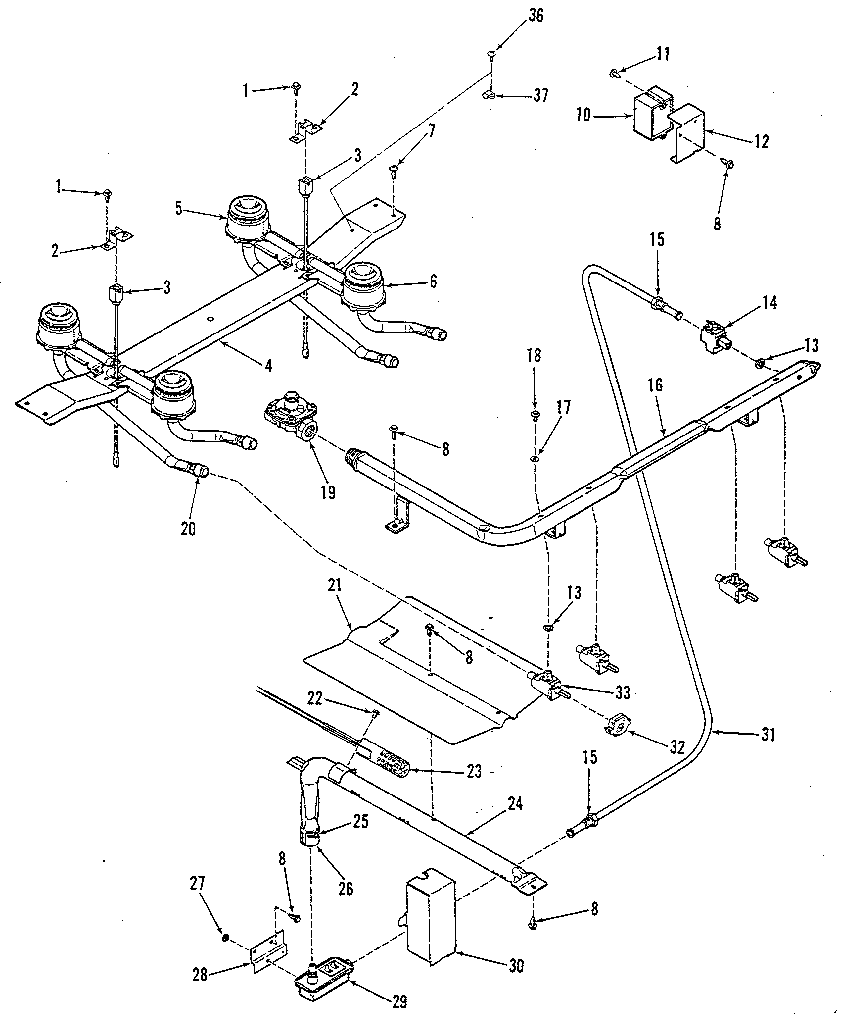 Kenmore 9117188813 burner section diagram