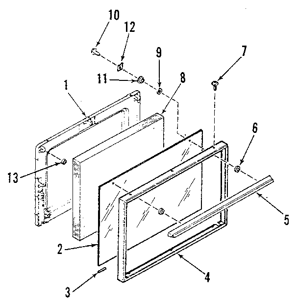 Kenmore 9117188813 oven door section diagram