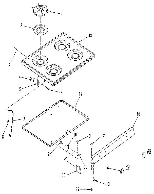 Kenmore 9117278813 main top section diagram
