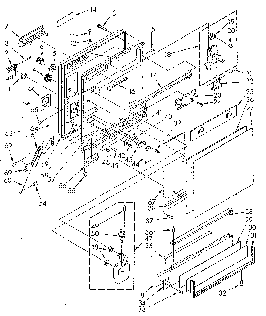 Kenmore 6651698180 door and toe panel diagram