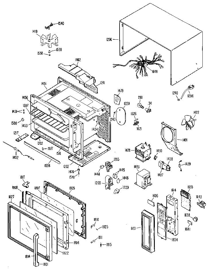 GE JE1453H02 microwave parts diagram