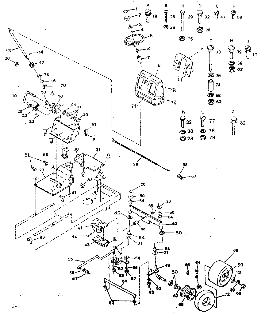 Craftsman 917254720 steering assembly diagram