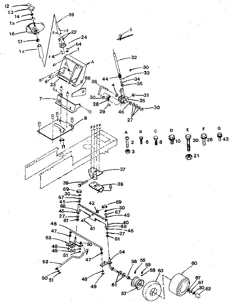 Craftsman 917254640 steering and front axle diagram