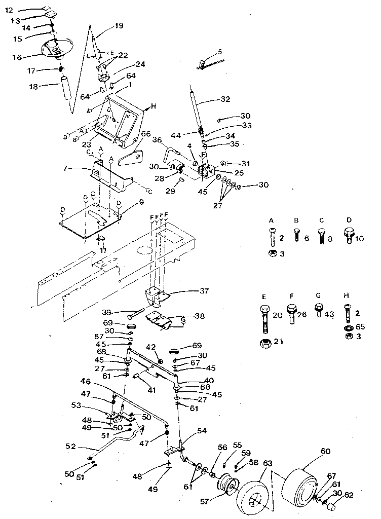 Craftsman 917254621 steering and front axle diagram