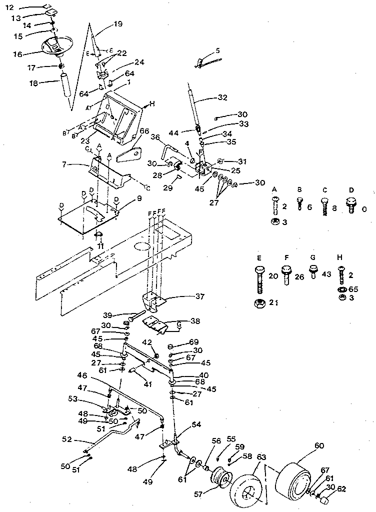 Craftsman 917254670 steering and front axle diagram
