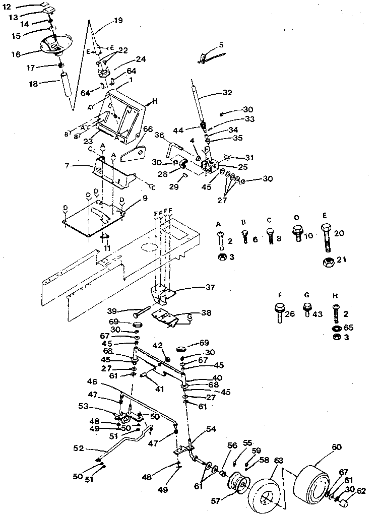 Craftsman 917254622 steering and front axle diagram