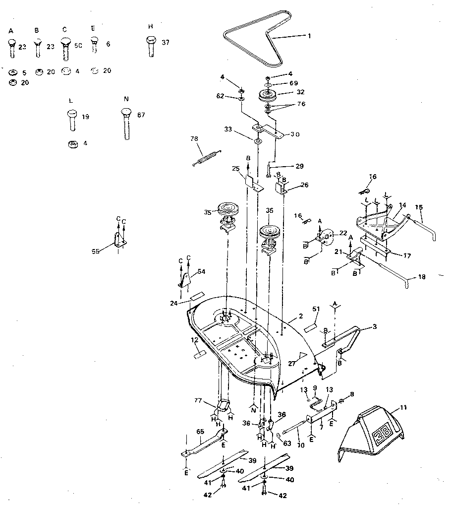 Craftsman 917254660 38" mower diagram