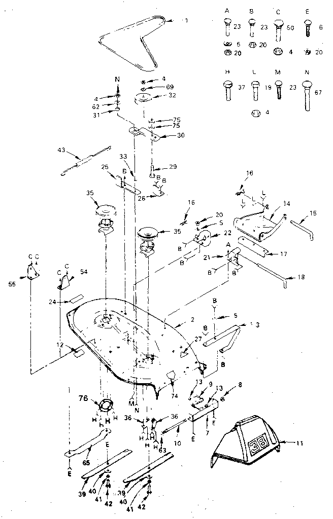 Craftsman 917254760 38" mower diagram