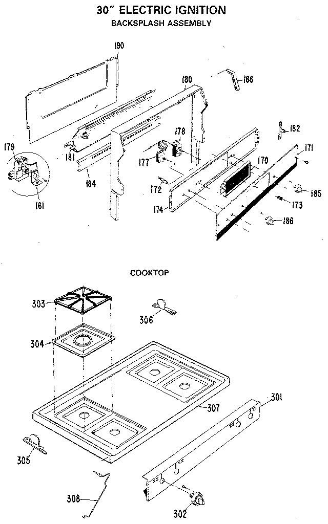 GE JGBP24GEJ2 backsplash and cooktop diagram
