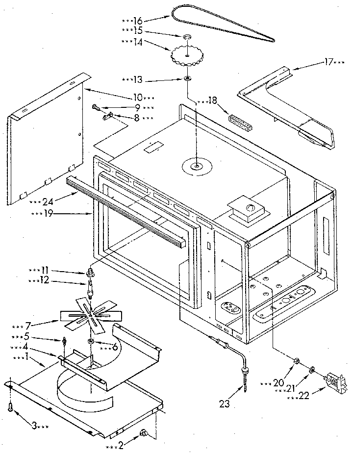 Kenmore 6654438910 microwave cabinet and stirrer diagram