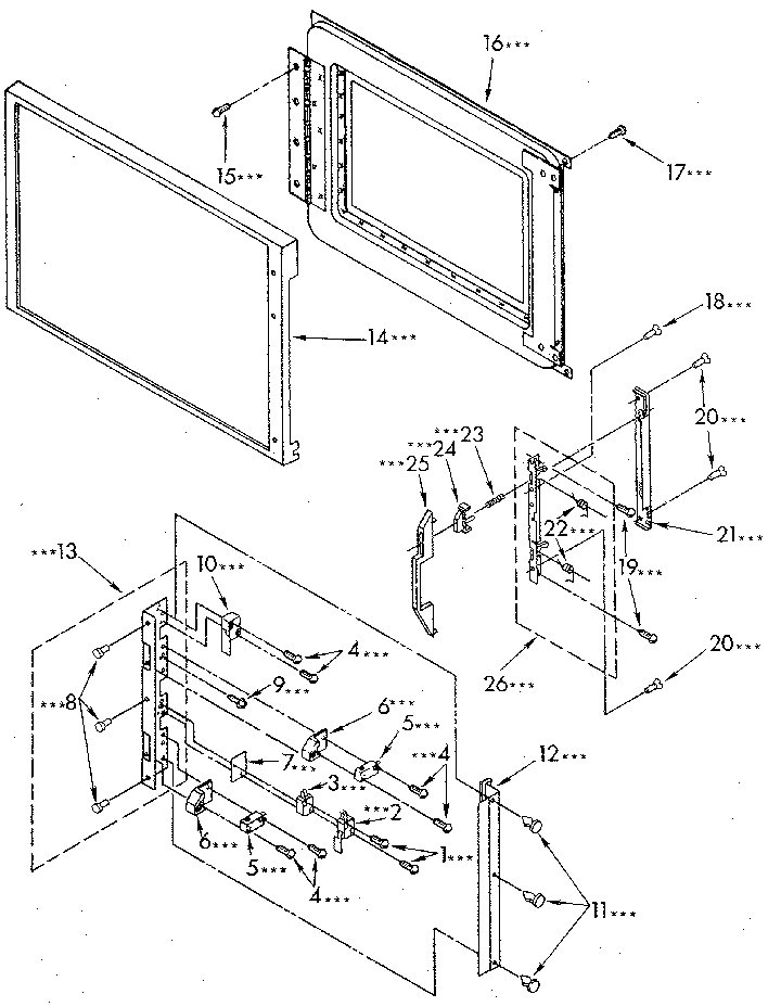 Kenmore 6654438910 microwave door and latch diagram