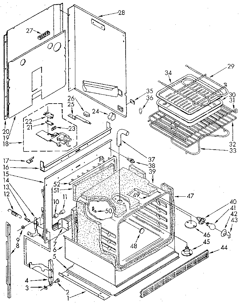 Kenmore 6654438910 lower electric oven body diagram
