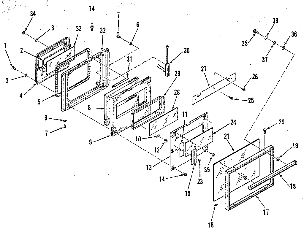 Kenmore 2784288813 upper oven door section diagram