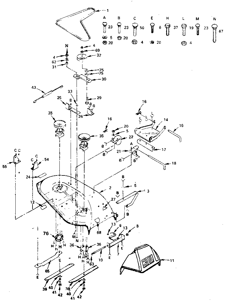Craftsman 917254680 38" mower diagram