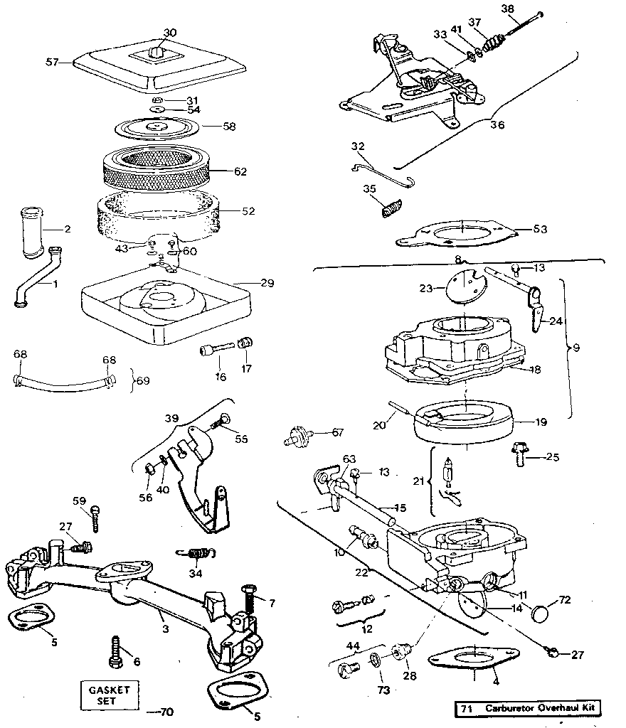 Craftsman 917255919 air cleaner-carburetor group diagram