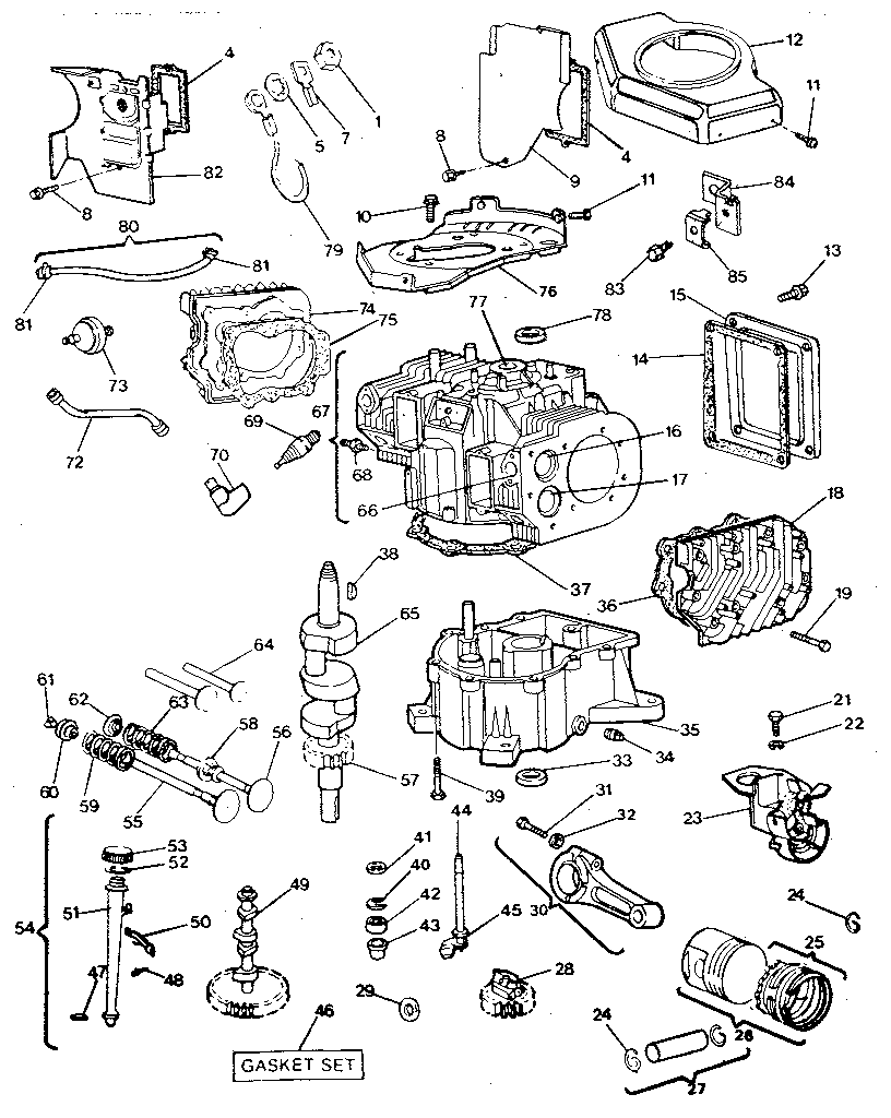 Craftsman 917254721 cylinder, crankshaft and engine base group diagram