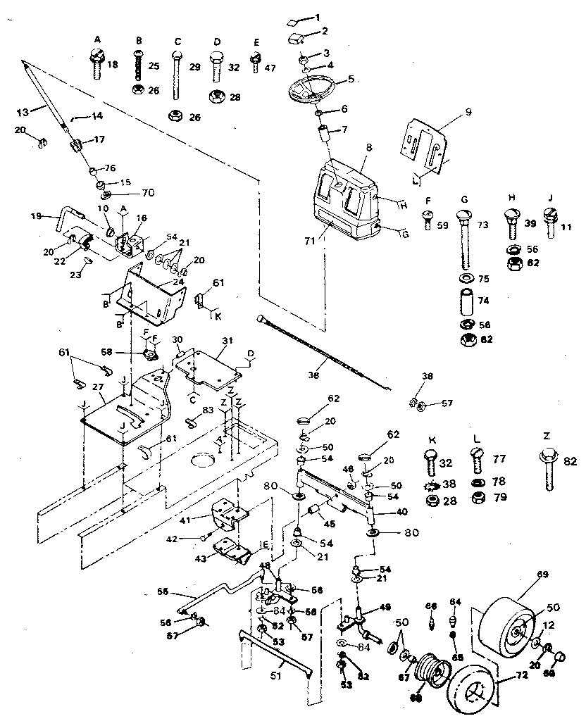 Craftsman 917254721 steering assembly diagram