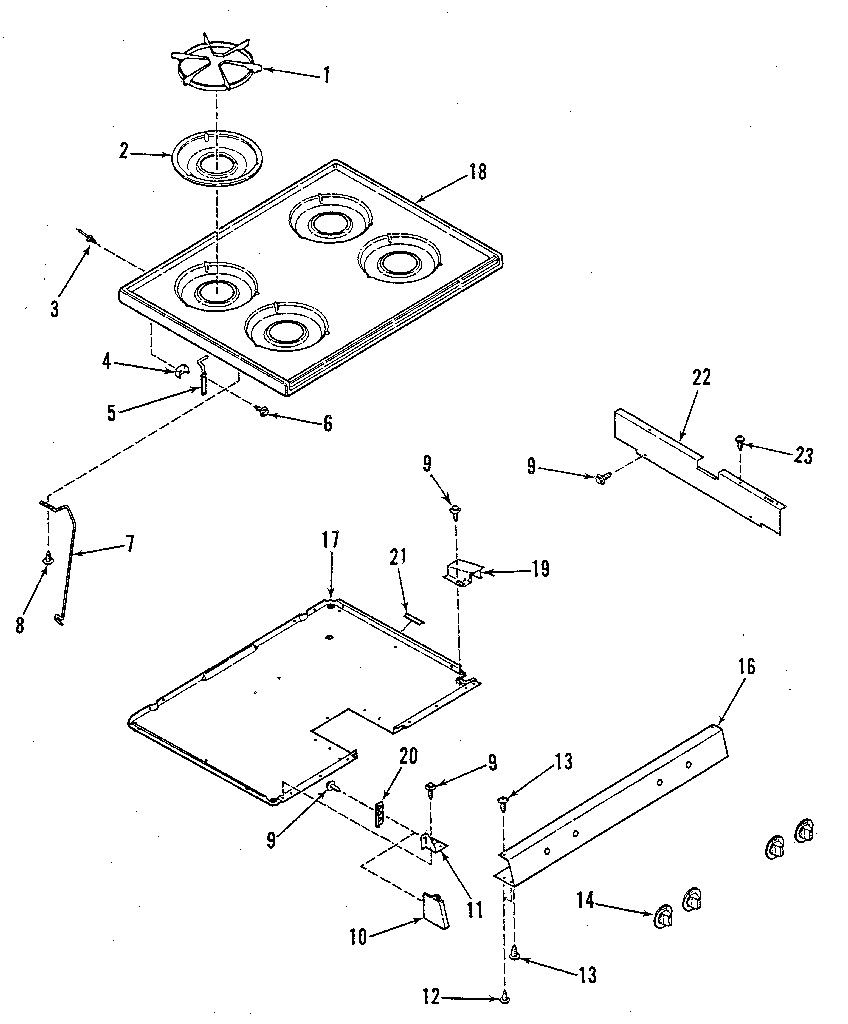 Kenmore 9117388812 main top section diagram