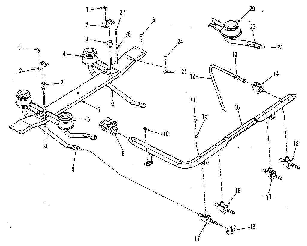 Kenmore 9117388812 top burner section diagram