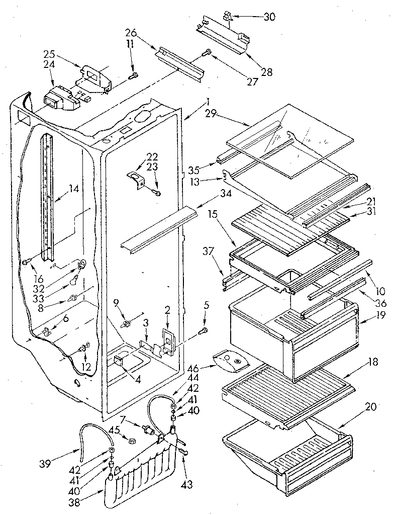 Kenmore 1068552610 refrigerator liner diagram