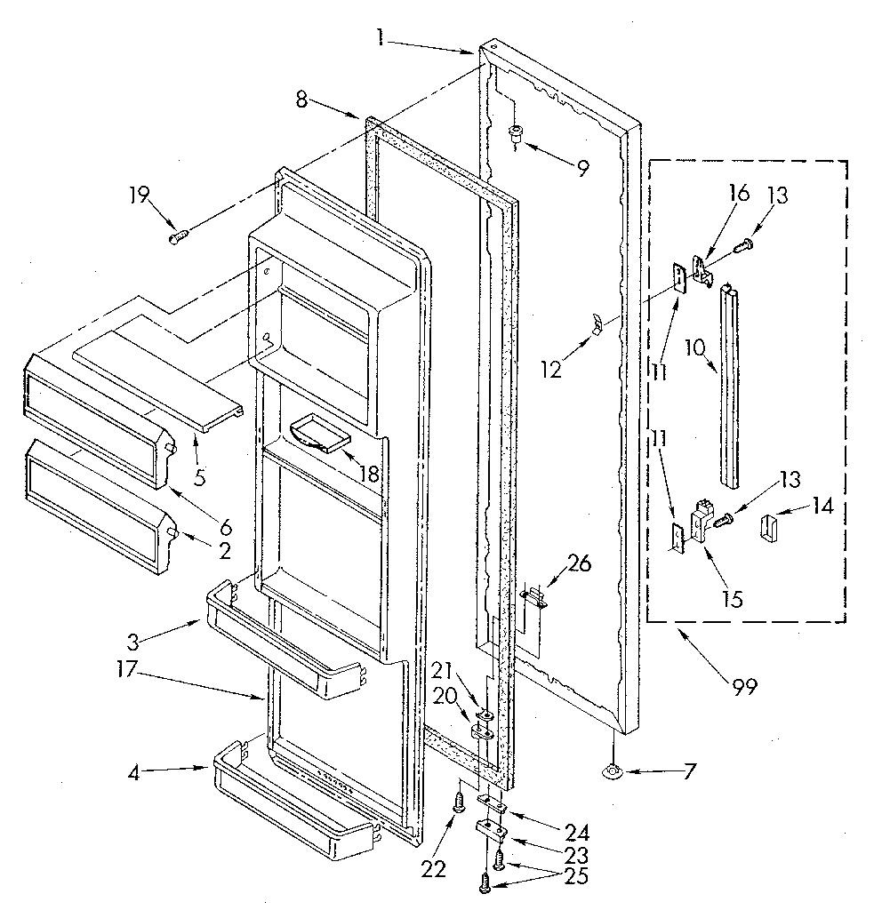 Kenmore 1068552610 refrigerator door diagram
