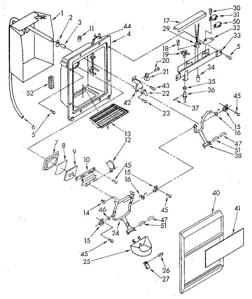Kenmore 1068552610 dispenser front diagram