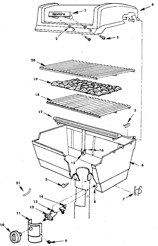 Craftsman 2582317830 grill and burner section diagram