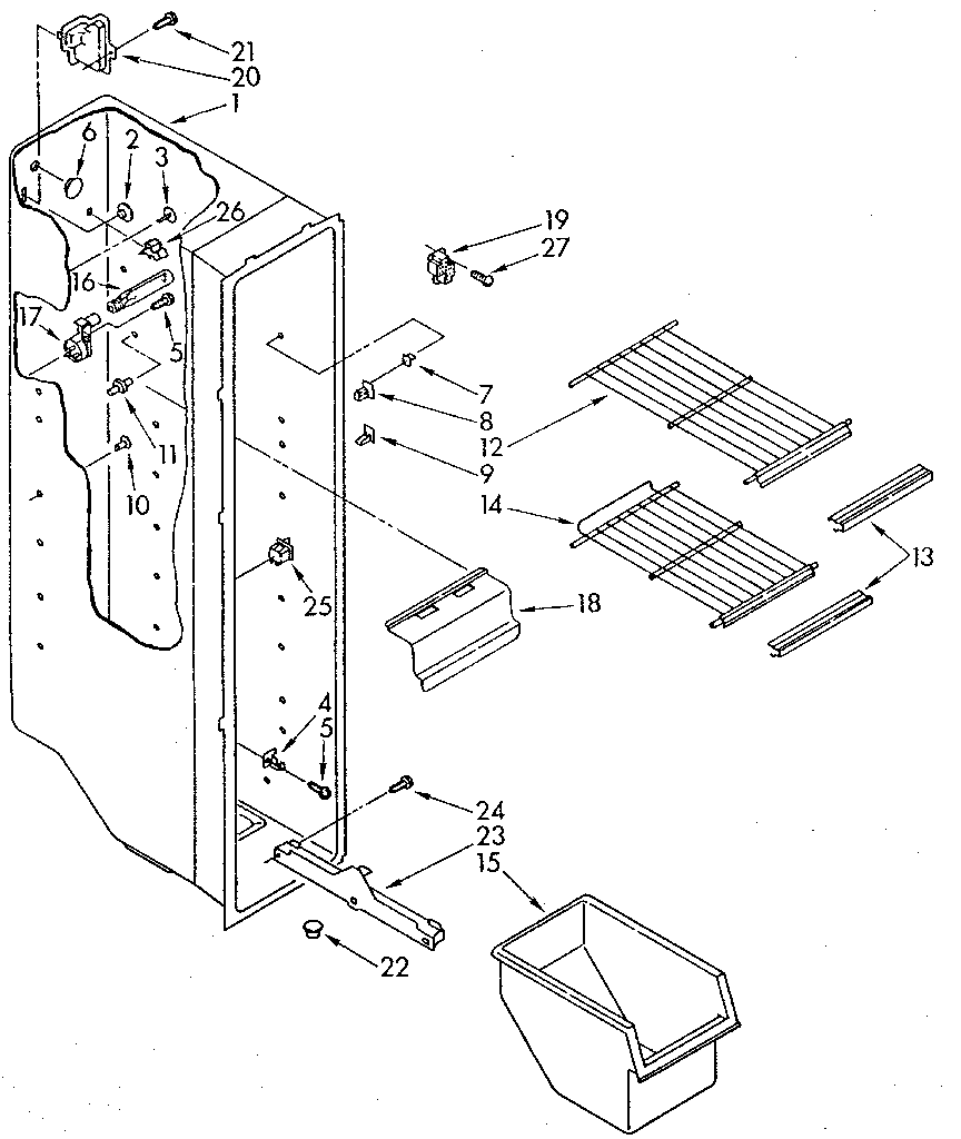 Whirlpool ED20PKXSF01 freezer liner diagram