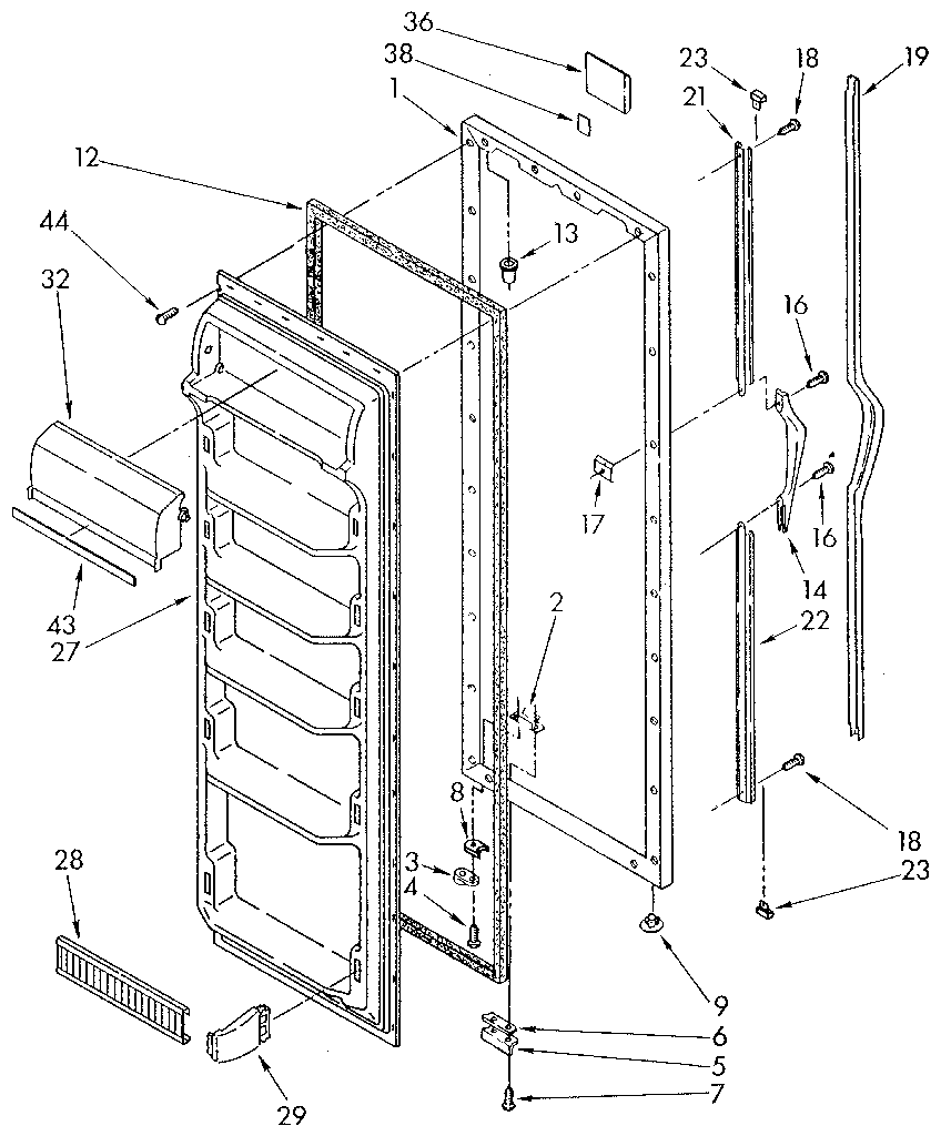 Whirlpool ED20PKXSF01 refrigerator door diagram