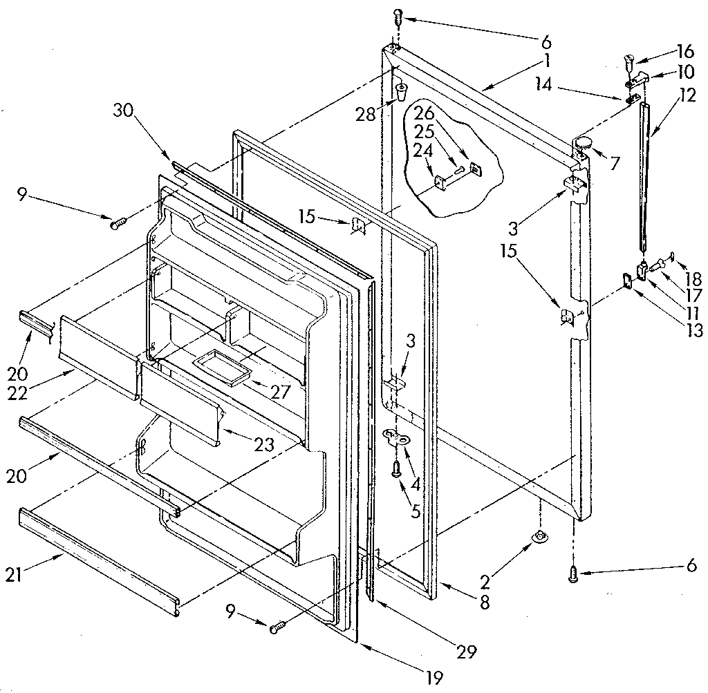 Whirlpool ET18GKXSM05 refrigerator door diagram