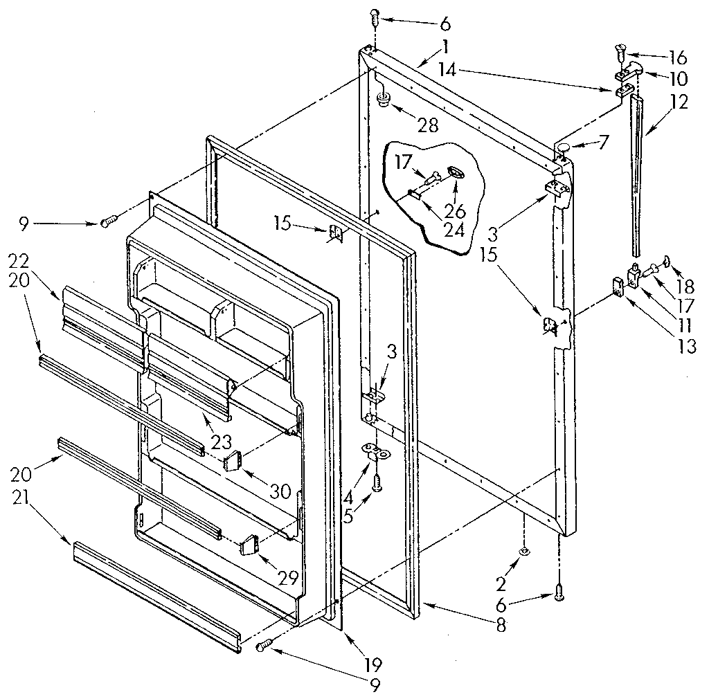 Whirlpool ET20AKXSG03 refrigerator door diagram
