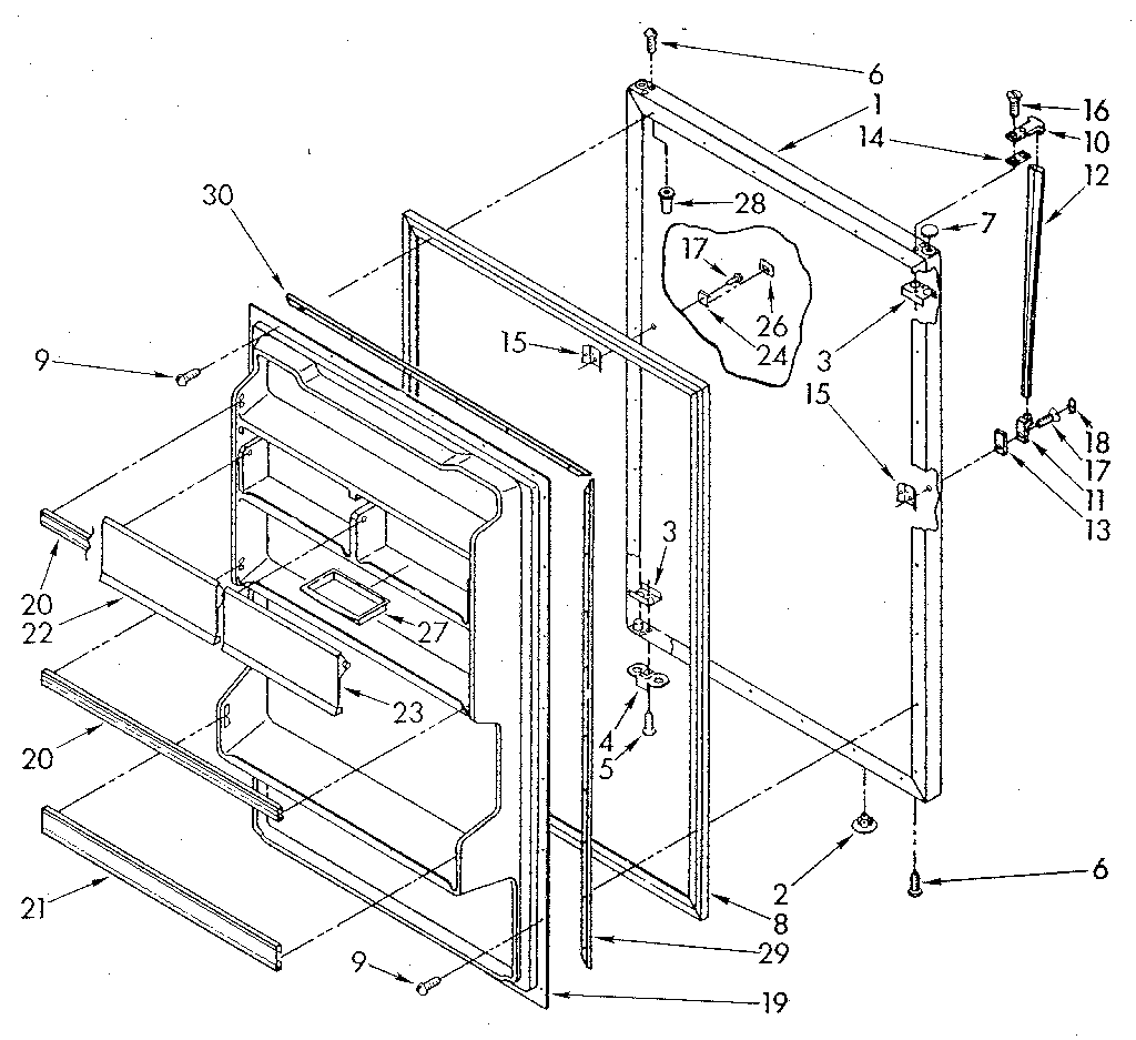Whirlpool ET16AKXSF02 refrigerator door diagram
