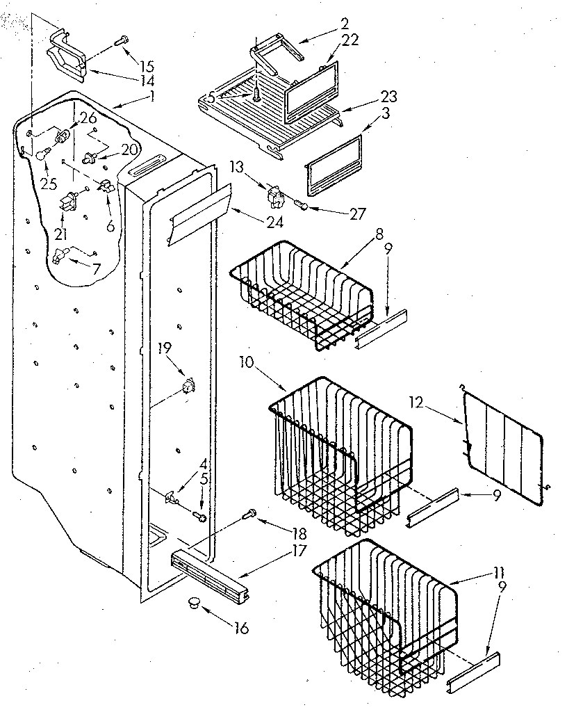 Whirlpool ED25DWXTG01 freezer liner diagram