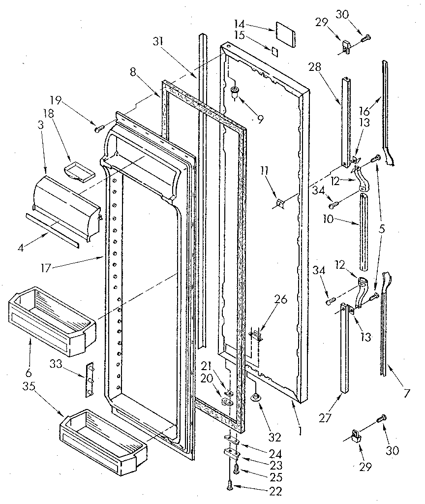 Whirlpool ED25DWXTG01 refrigerator door diagram