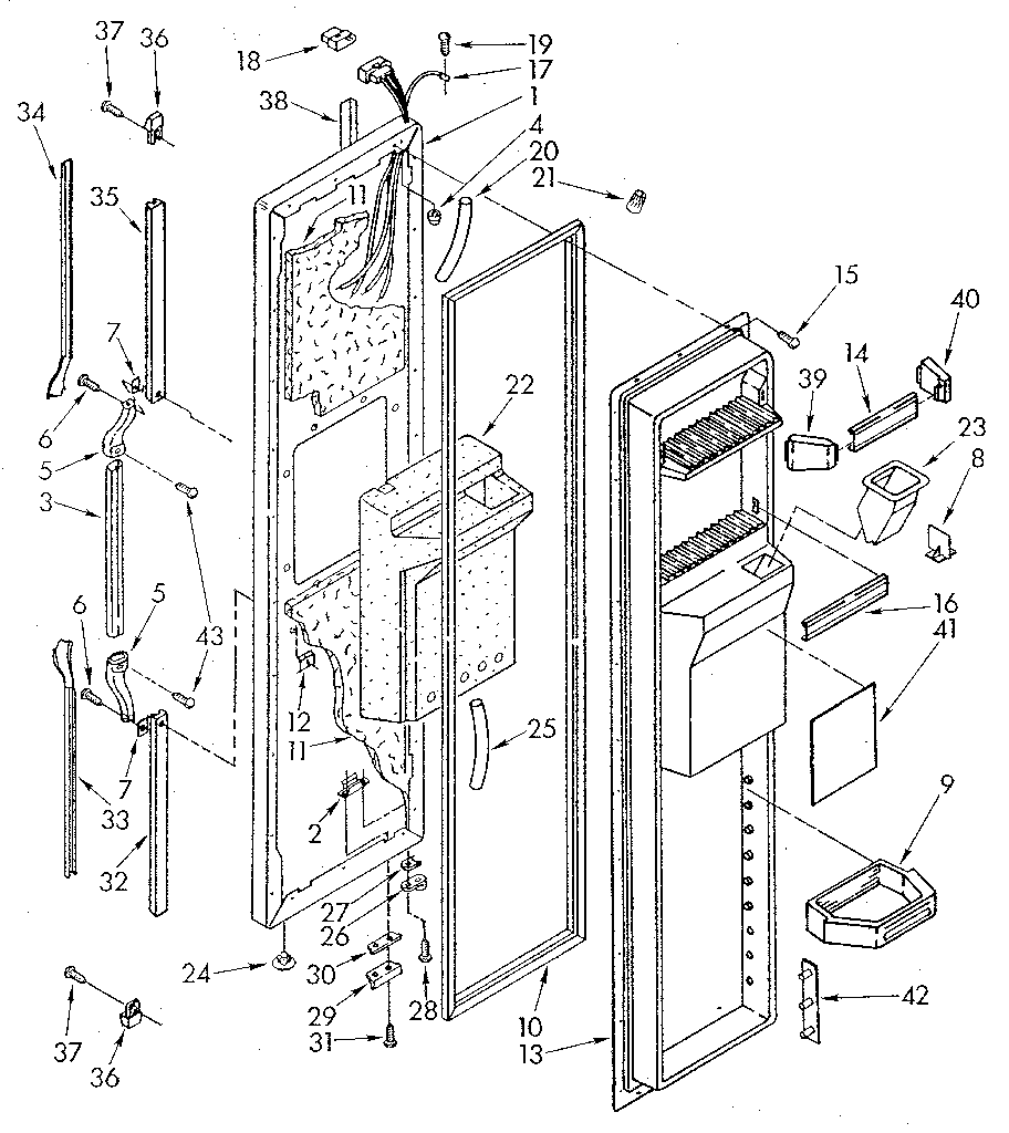 Whirlpool ED25DWXTG01 freezer door diagram