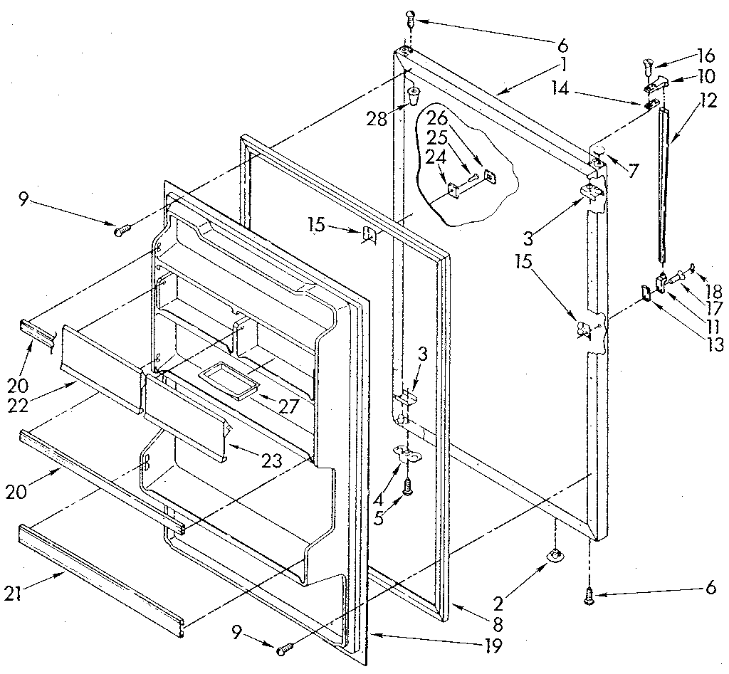 Whirlpool ET18GKXSF03 refrigerator door diagram