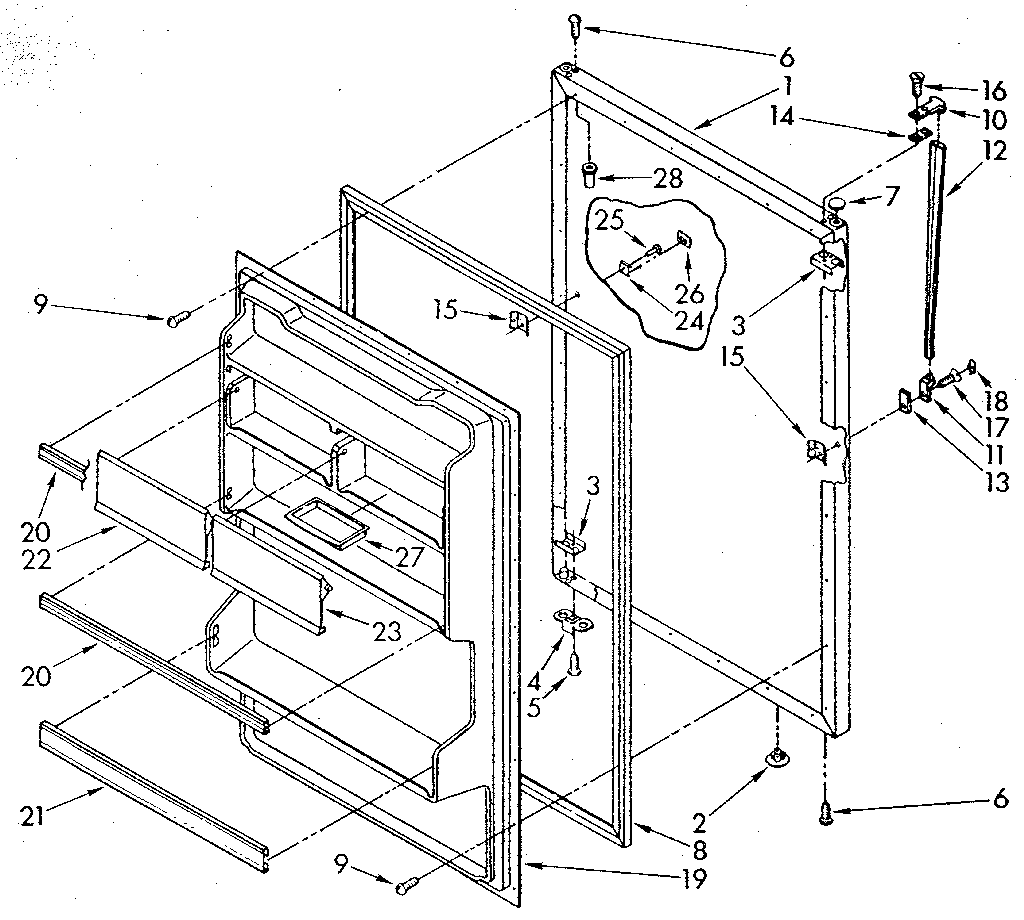 Whirlpool ET16AKXSF01 refrigerator door diagram