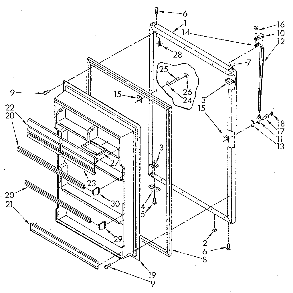 Whirlpool ET20NKXSM10 refrigerator door diagram