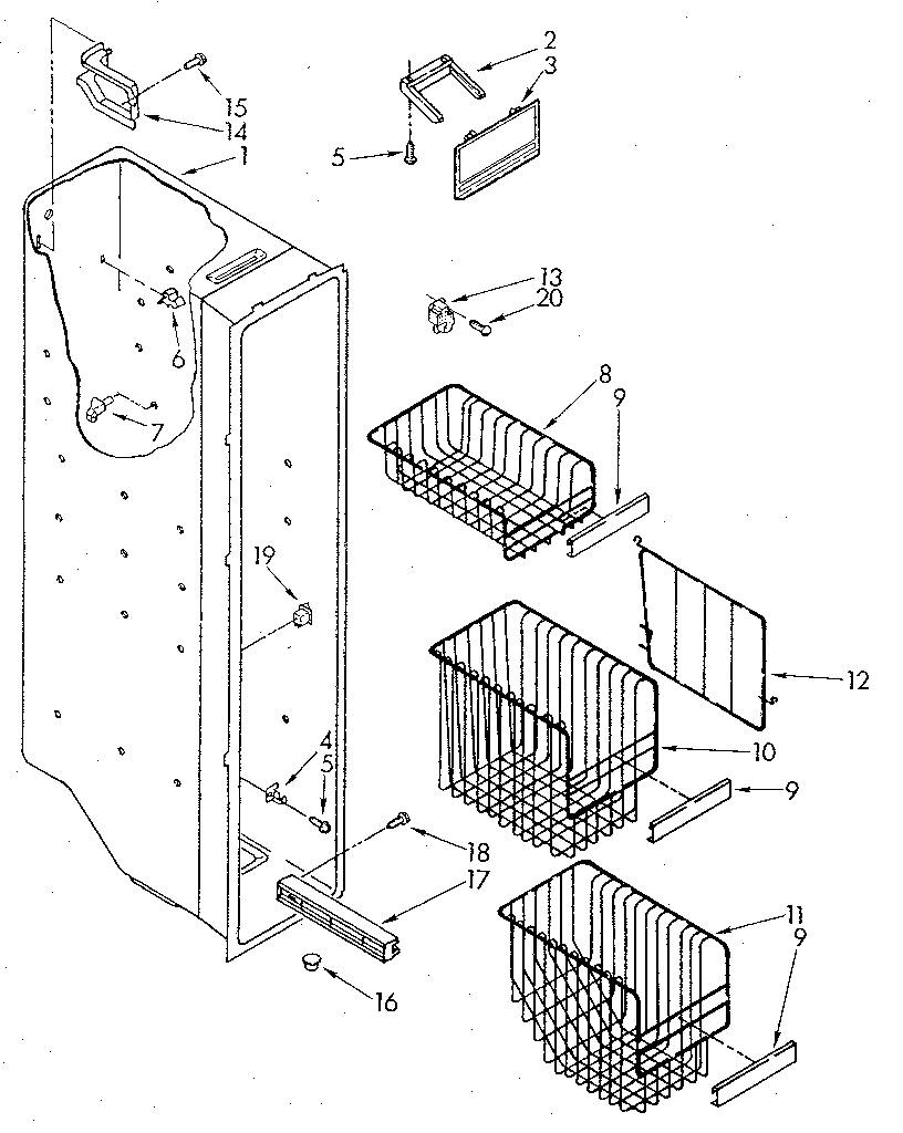 Whirlpool ED22DWXTG01 freezer liner diagram