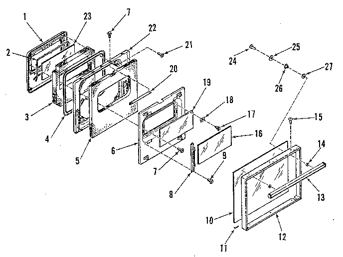 Kenmore 2784238895 upper oven door section diagram