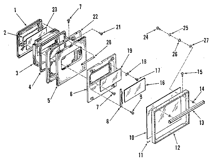 Kenmore 2784038895 oven door section diagram