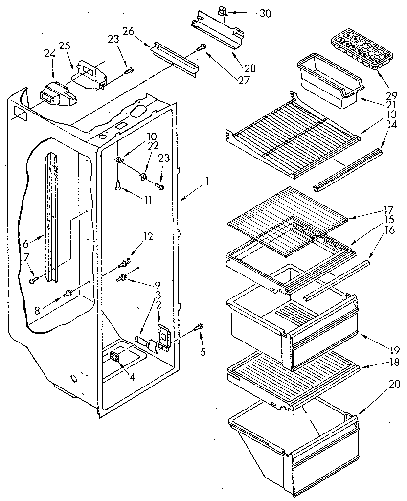 Whirlpool ED20AKXSW01 refrigerator liner diagram